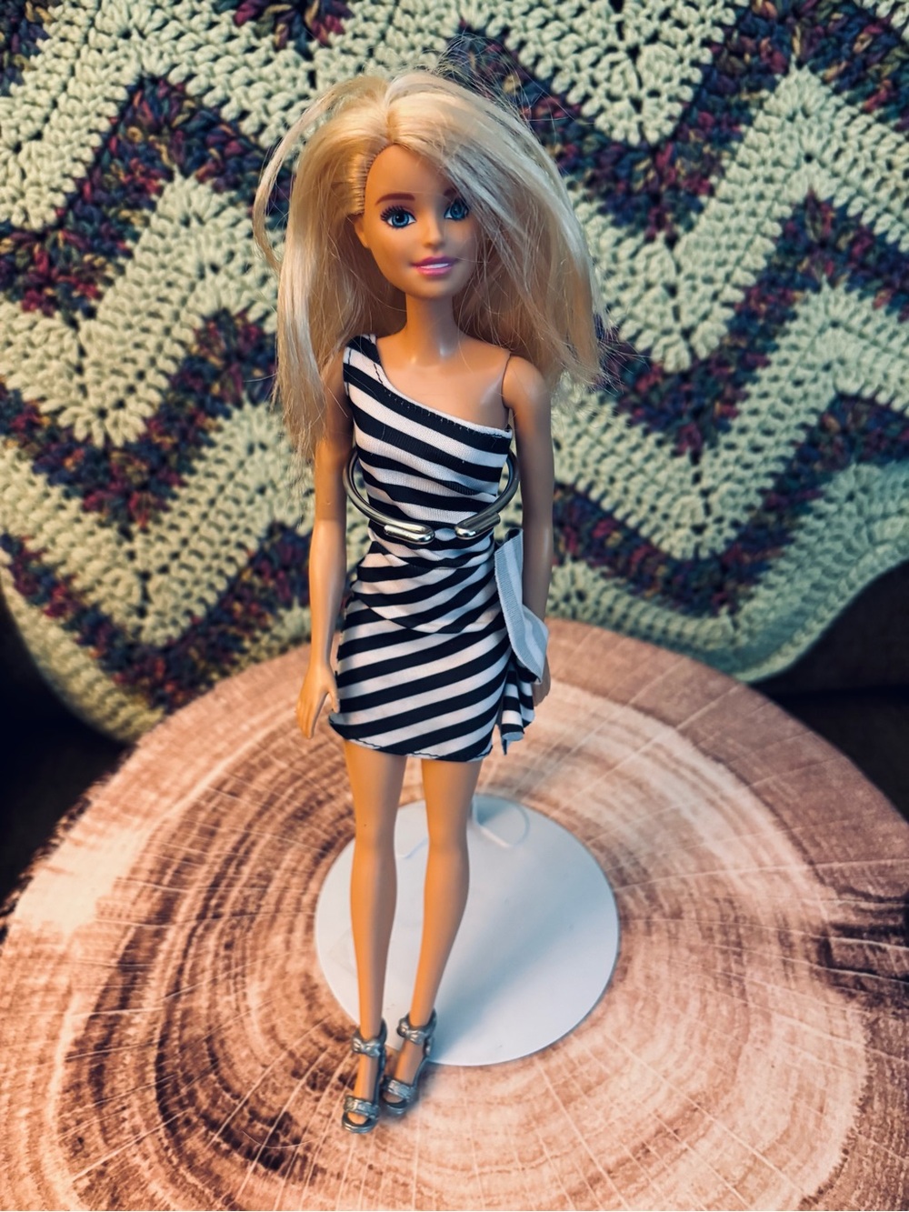 BARBIE 60th Anniversary Black & White Striped Dress
